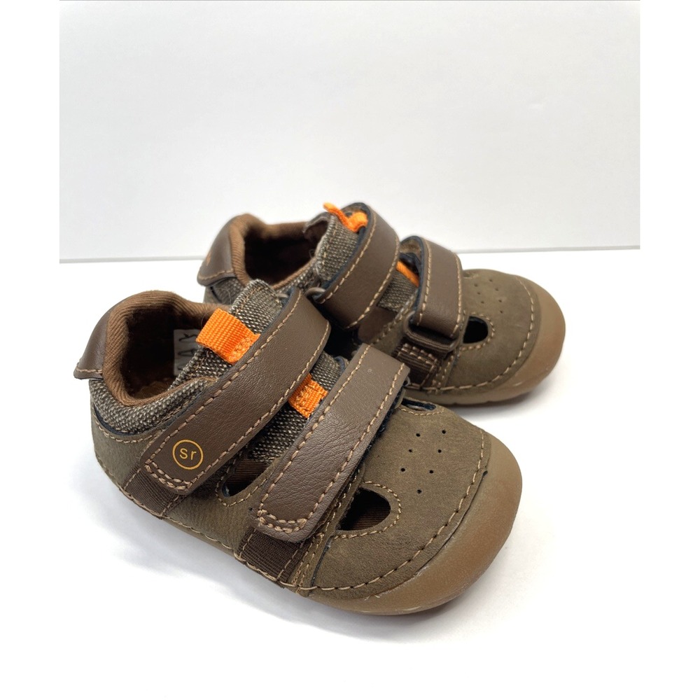 Stride Rite Boys Brown Leather Sneaker Elijah Training Walking Shoes Size 3.5W